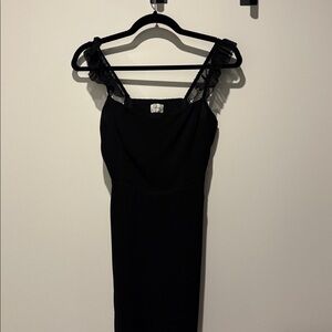 Wilfred black mini dress with Ruffled Straps